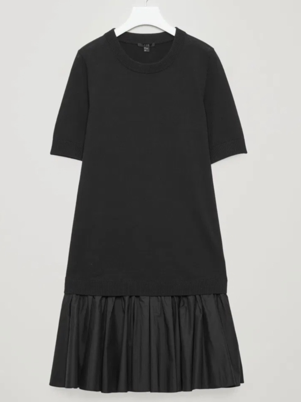 COS Paneled Cotton Knit Dress In Black Size L A-Line Fit